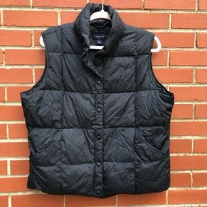 Lands’ End Black Down Puffer Vest Large EUC!